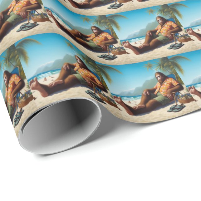 Bigfoot On the Beach Wrapping Paper (Roll Corner)