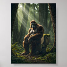 Bigfoot on the toilet in the Woods