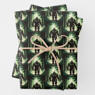 Bigfoot Out For A Forest Walk 2 Wrapping Paper Sheets