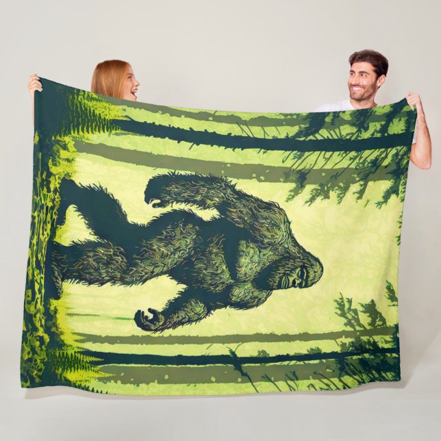 Bigfoot Out For A Forest Walk Fleece Blanket (In Situ)