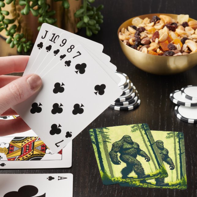 Bigfoot Out For A Forest Walk Poker Cards (In Situ)