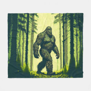 Bigfoot Out For A Forest Walk Sasquatch Fleece Blanket