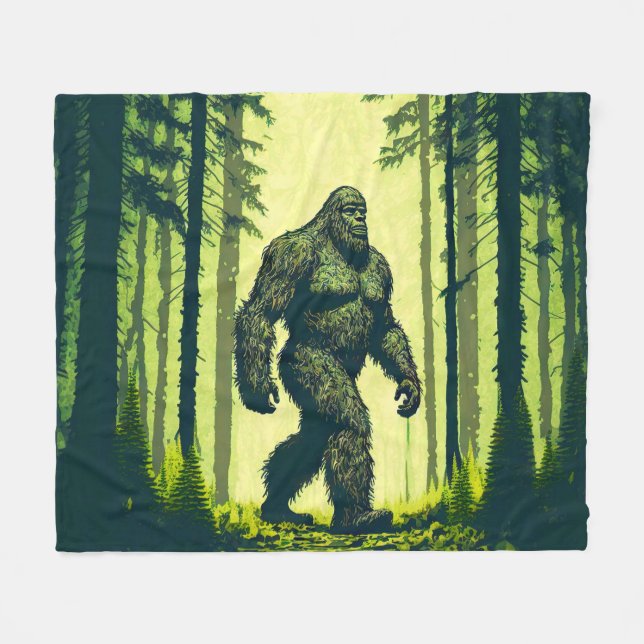 Bigfoot Out For A Forest Walk Sasquatch  Fleece Blanket (Front (Horizontal))