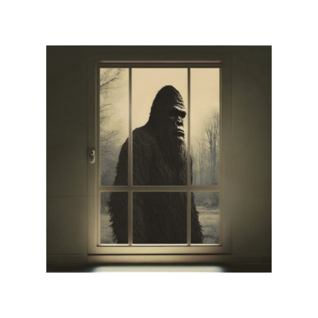 Bigfoot Outside My Window! Wood Wall Art (Front)