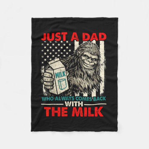 Bigfoot papa with the milk funny father's day fleece blanket