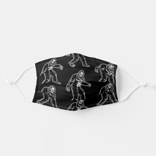 Bigfoot Pattern Black White Sasquatch Creature Adult Cloth Face Mask ...
