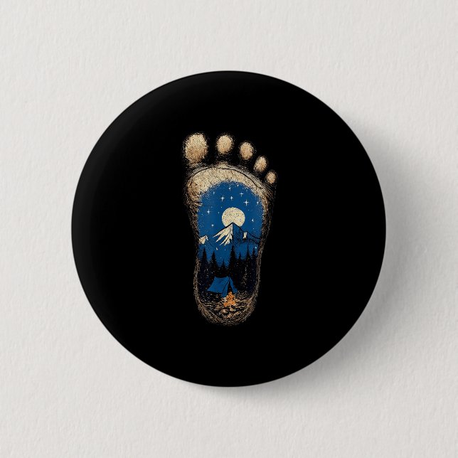 Bigfoot paw print camping mountain sasquatch button (Front)