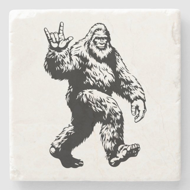 Bigfoot Peace/Funny Sasquatch Rustic Cabin Decor Stone Coaster (Front)