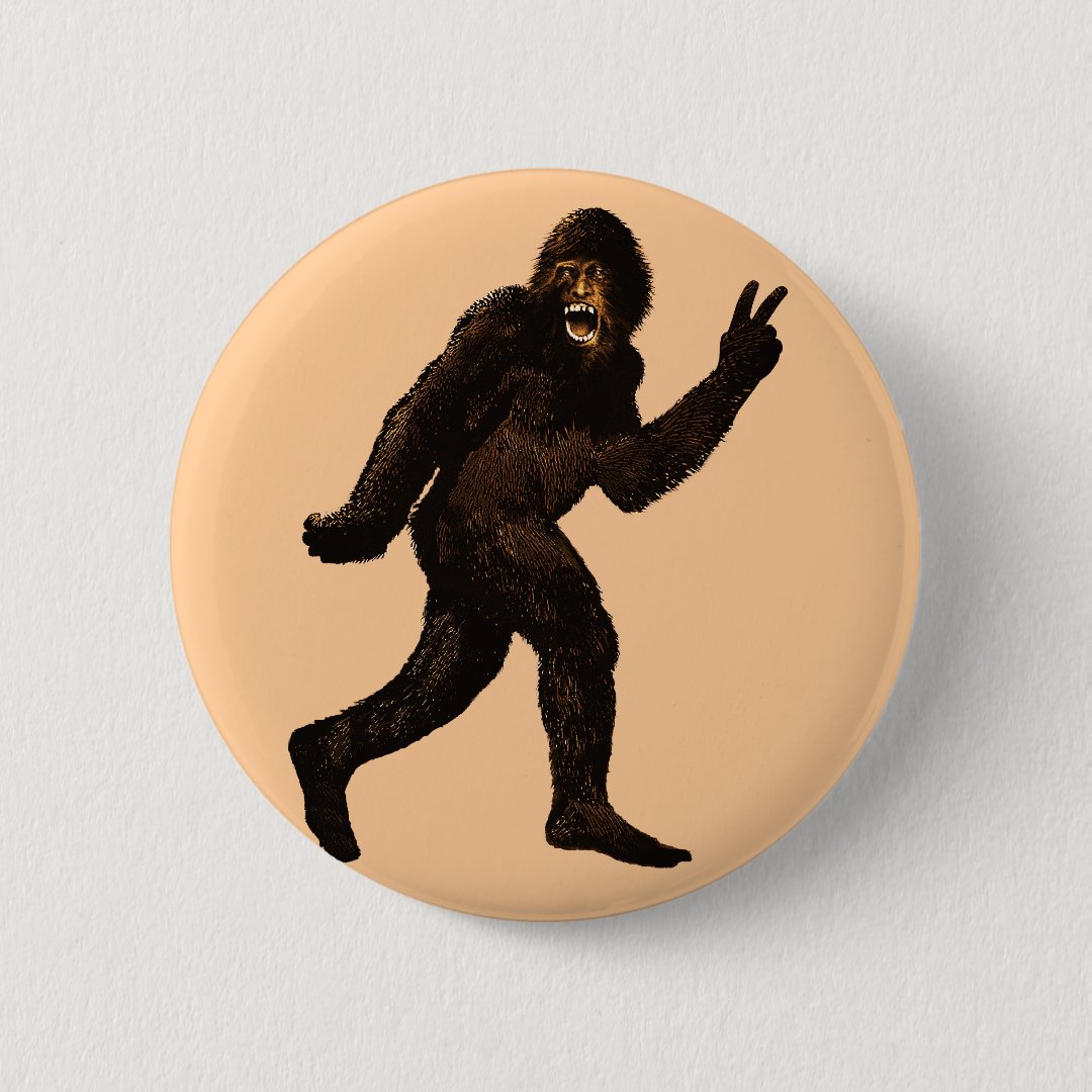 Bigfoot Peace Sign Button | Zazzle