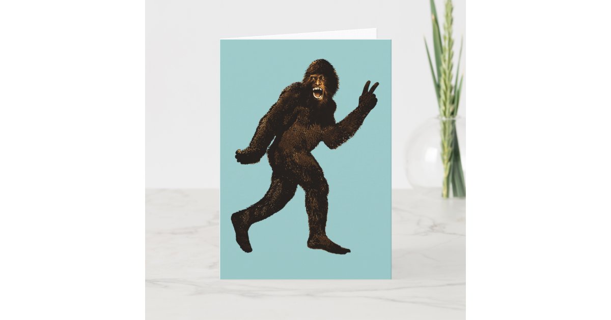 Bigfoot Peace Sign Card | Zazzle