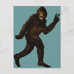 Bigfoot Peace Sign Postcard