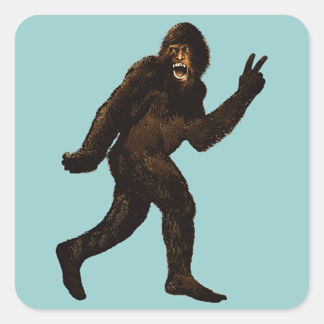 Bigfoot Peace Sign Square Sticker (Front)