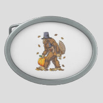 Bigfoot Pilgrim Turkey Pumpkin Thanksgiving Day Bo Belt Buckle