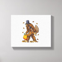 Bigfoot Pilgrim Turkey Pumpkin Thanksgiving Day Bo