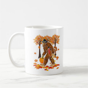 Bigfoot Pilgrim Turkey Pumpkin Thanksgiving Day Bo Coffee Mug