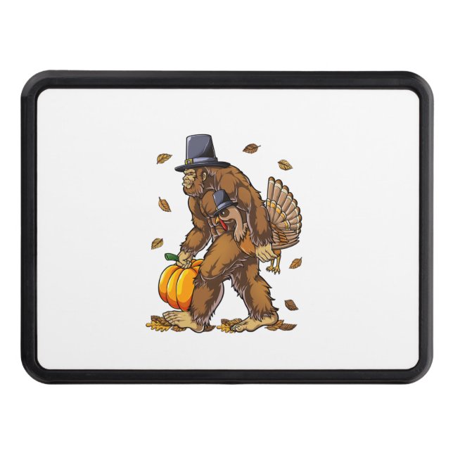 Bigfoot Pilgrim Turkey Pumpkin Thanksgiving Day Bo Hitch Cover (Front)