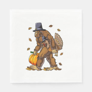 Bigfoot Pilgrim Turkey Pumpkin Thanksgiving Day Bo Napkins