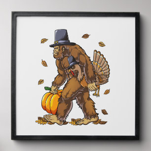 Bigfoot Pilgrim Turkey Pumpkin Thanksgiving Day Bo Peel And Stick Photo Tile