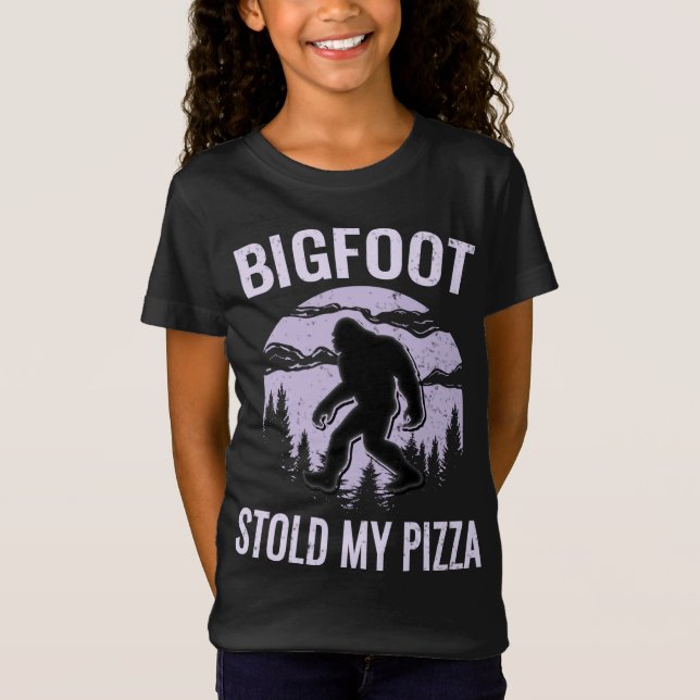 Bigfoot Pizza Forest Park Sasquatch Believe Camper T-Shirt (Front)
