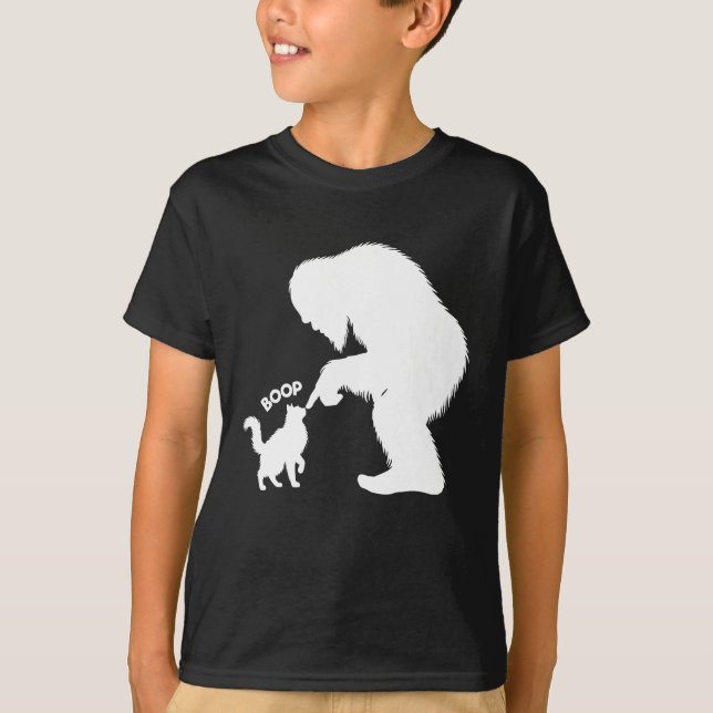 Bigfoot Playful Long Haired Cat Boop  T-Shirt (Front)
