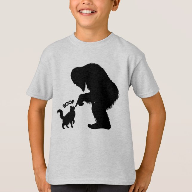 Bigfoot Playful Long Haired Cat Boop T-Shirt (Front)