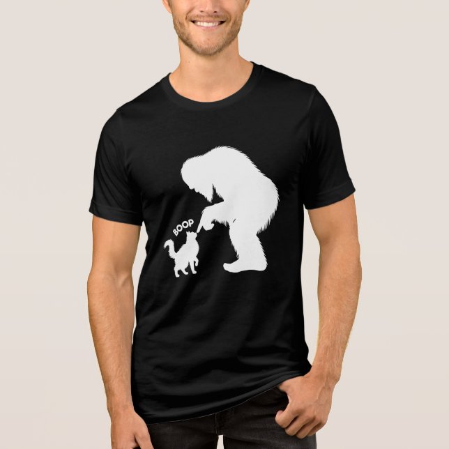 Bigfoot Playful Long Haired Cat Boop Tri-Blend Shirt (Front)