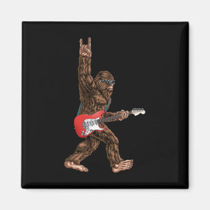 Bigfoot Playing A Electric Guitar Rock On Sasquatc Magnet