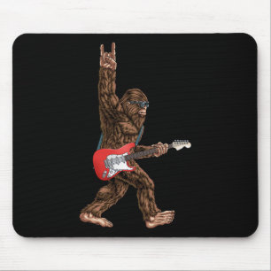 Bigfoot Playing A Electric Guitar Rock On Sasquatc Mouse Pad