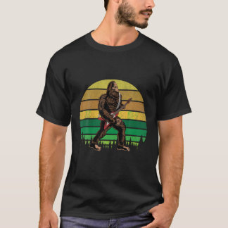 Bigfoot Playing A Electric Guitar Rock On Sasquatc T-Shirt