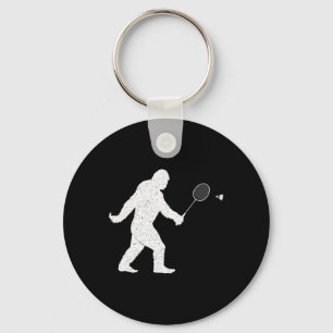 Bigfoot Playing Badminton Shuttle Funny Badminton  Keychain