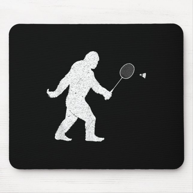 Bigfoot Playing Badminton Shuttle Funny Badminton  Mouse Pad (Front)