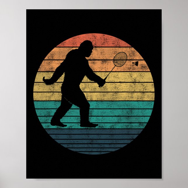 Bigfoot Playing Badminton Shuttle Funny Badminton  Poster (Front)