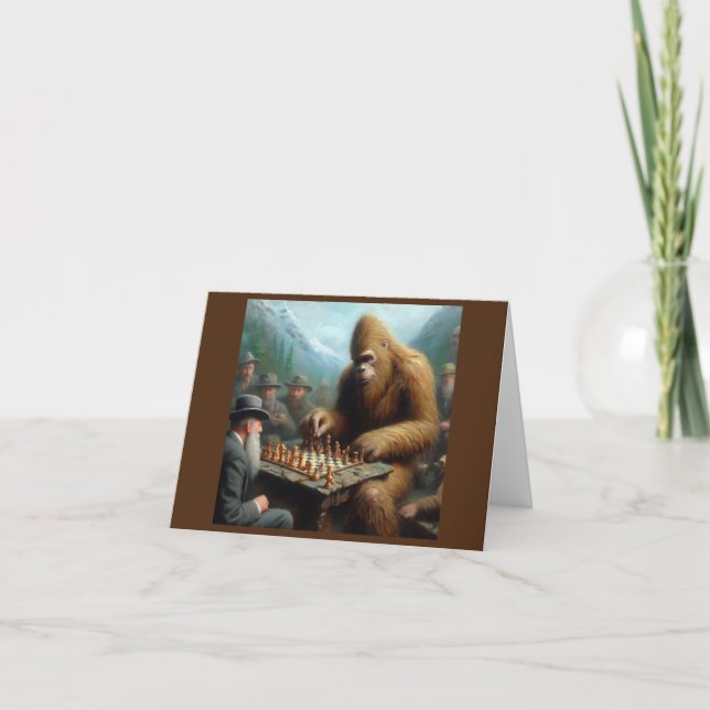 Bigfoot Playing Chess Card (Front)