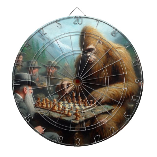Bigfoot Playing Chess Dart Board (Front)