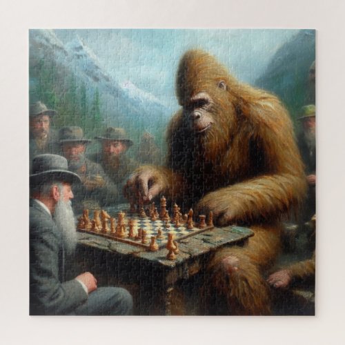 Bigfoot Playing Chess Jigsaw Puzzle