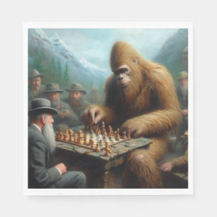 Bigfoot Playing Chess Napkins