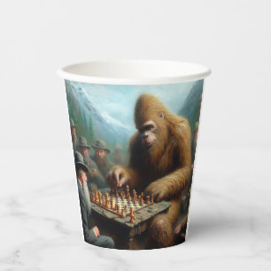 Bigfoot Playing Chess Paper Cups