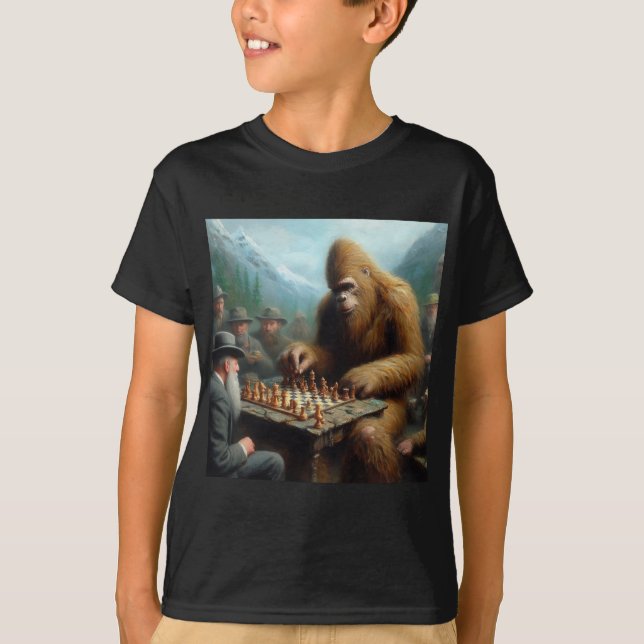 Bigfoot Playing Chess T-Shirt (Front)