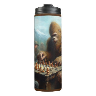 Bigfoot Playing Chess Thermal Tumbler