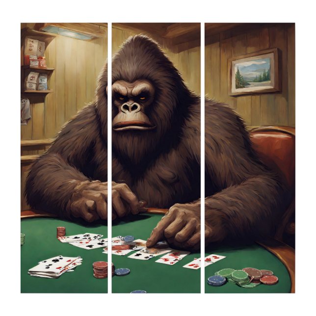 Bigfoot Playing Poker Wall Art (Front)