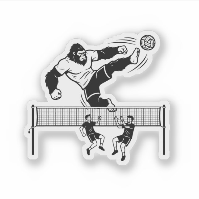 Bigfoot playing Sepak Takraw Sticker (Front)