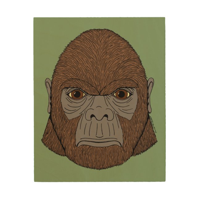 Bigfoot Portrait 1 (Ape-Like) Wood Wall Art (Front)