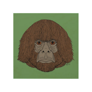 Bigfoot Portrait 2 (Human-Like) Wood Wall Art