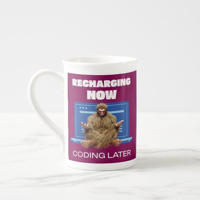 Bigfoot Programmer Coder Software Developer  Bone China Mug (Left)