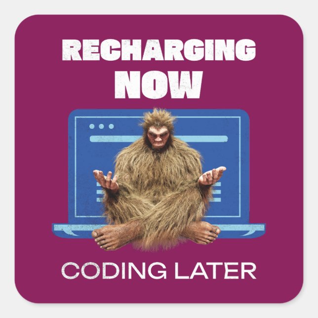 Bigfoot Programmer Coder Software Developer  Square Sticker (Front)