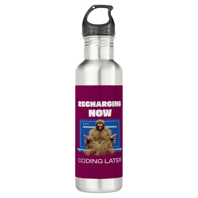 Bigfoot Programmer Coder Software Developer  Stainless Steel Water Bottle (Front)