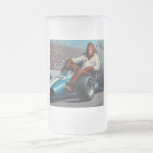 Bigfoot Racecar Frosted Glass Beer Mug