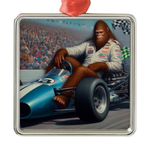 Bigfoot Racecar Metal Ornament