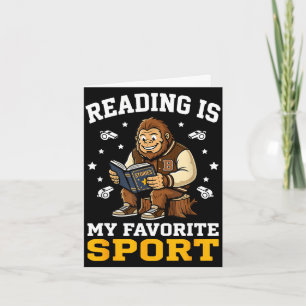 Bigfoot reading books cute men women kids reading card