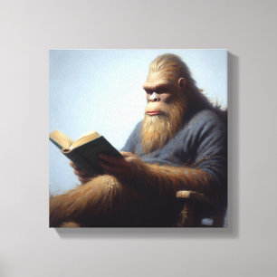 Bigfoot Reading Canvas Print